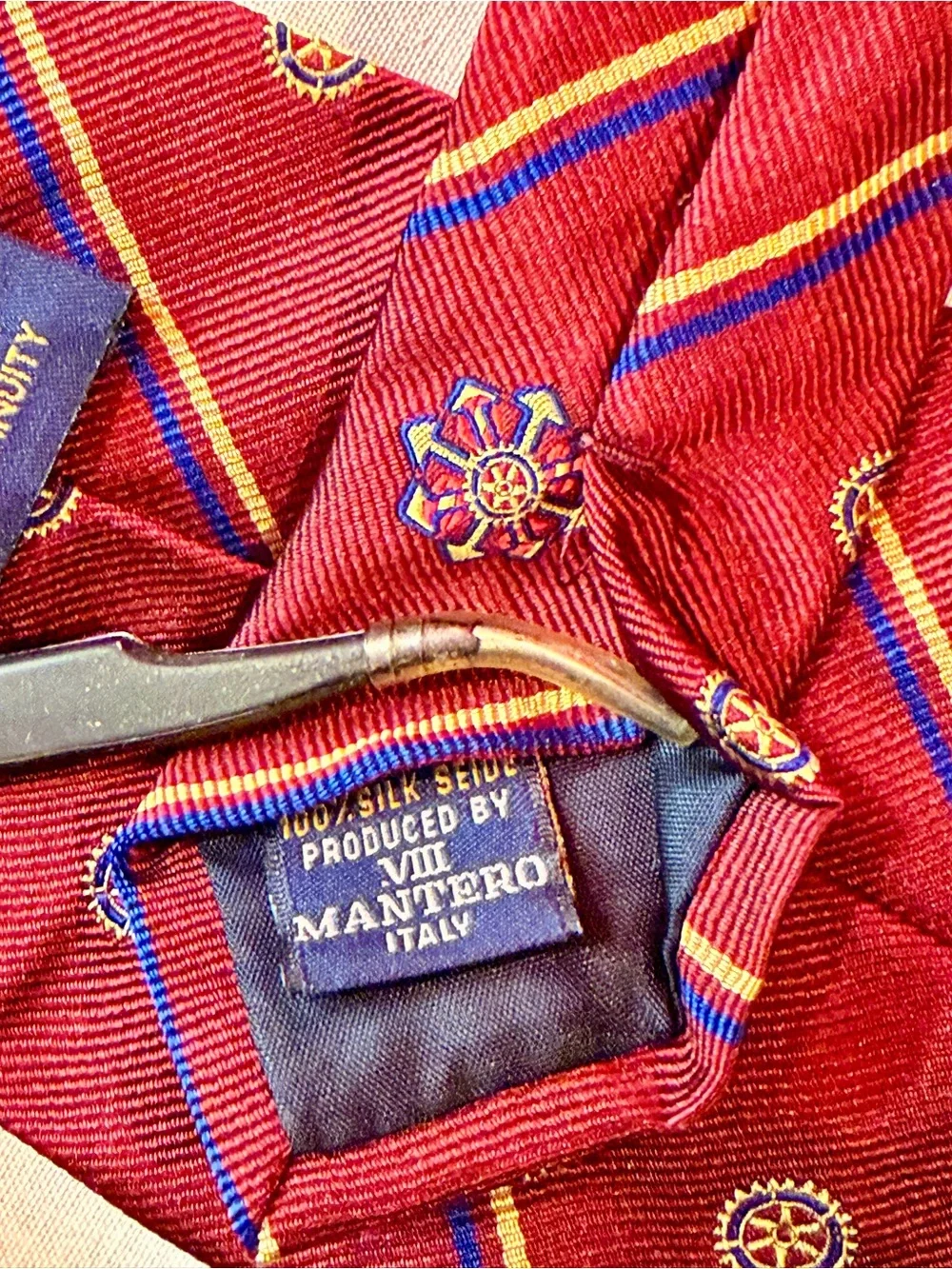 Rotary 2000 Red Silk Striped Tie by Mantero - Made in Italy